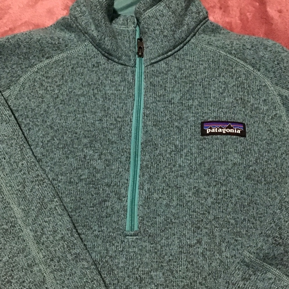 Patagonia Blue-Green Quarter-Zip Pullover, Better sweater fleece.